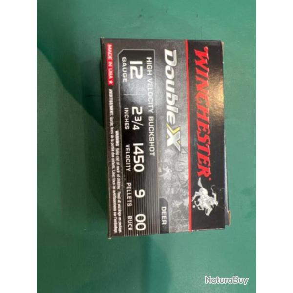 Chevrotine winchester 12/70 double x 9 grains par 5 cartouches