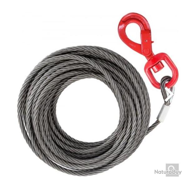 Cable de Treuil C�ble en Acier M�tallique Crochet Pivotant 10 mmx15 m 2 T......LIVRAISON OFFERTE