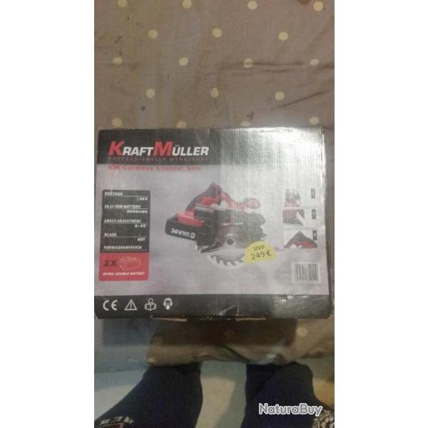 Coffret scie circulaire rechargeable kraftmuller en 36v