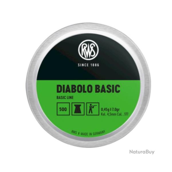 Plombs RWS diabolo basic cal.4.5 0.45g 7gr par 1000 (2 boites de 500)