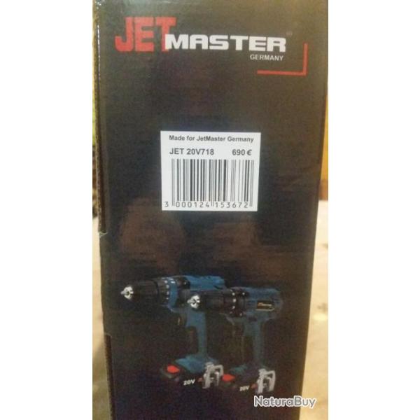 Coffret perceuse + visseuse devisseuse rechargeable jetmaster  en 20v