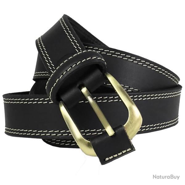 Ceinture cuir pleine fleur avec motif sanglier
