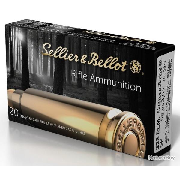Balles Sellier & Bellot JSP 55gr Cal .223 Rem - Lot de 100 munitions