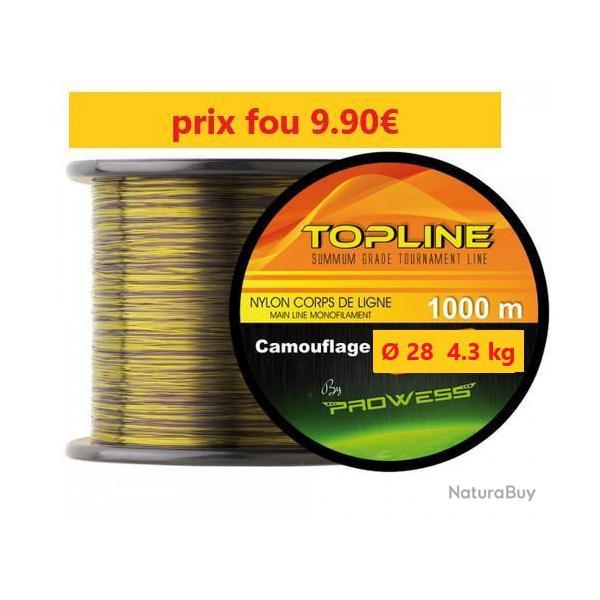 BOBINE DE FIL Nylon PROWESS TOPLINE MONOFILAMENT CAMOUFFLAGE de 1000m - � 28 -  4.3 kg