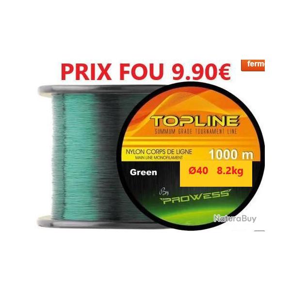BOBINE DE FIL Nylon PROWESS TOPLINE MONOFILAMENT GREEN de 1000m - � 40 -  8.2 kg