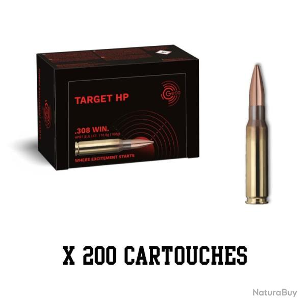 200 munitions GECO TARGET HP 308 win 10,9g/168gr 