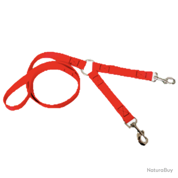 LAISSE PLATE TEXTILE POLYPROPYLNE 2,5 mm HB DOG 1,20 m - 2 CHIENS