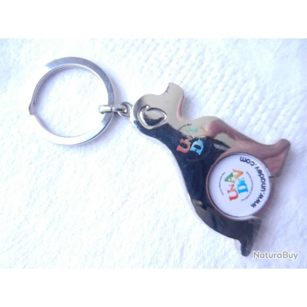 chien porte cl�s jeton caddie tout m�tal  - association Unadev