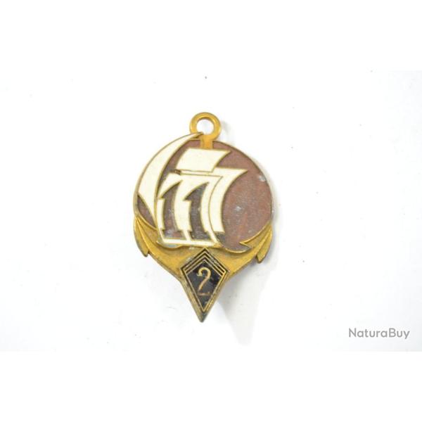 Insigne 2� R�giment d'Infanterie de Marine, 11� Cie 2 RIMa RIMA Fraisse. Emaille bleu cass�