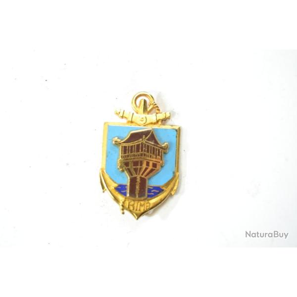 Insigne 9 RIMA 9e R�giment d'Infanterie de Marine, relief, dos lisse, �pingle sertie. Promodis G3968