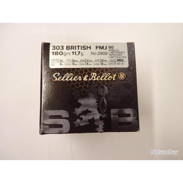 SELLIER & BELLOT Cal.303 BRITISH FMJ 180grs / 11,7g BOITE DE 50