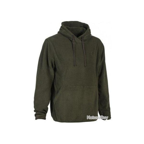 Sweat � capuche polaire kaki PERCUSSION