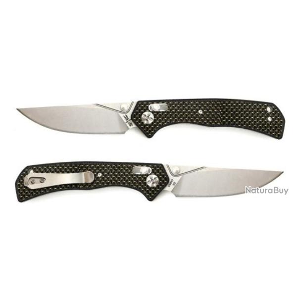 Couteau S-Tec Axis Lock FC Lame Acier D2 Manche FIbre de Carbone IKBS Clip STTS023