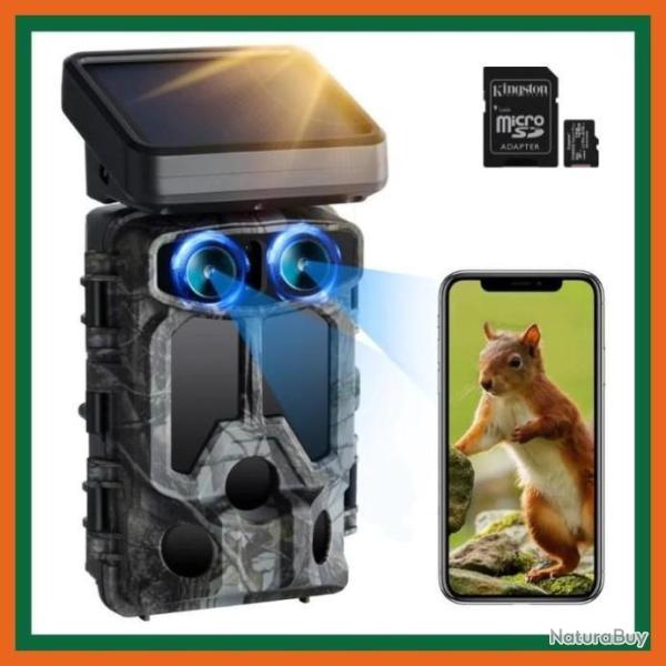 Camra de chasse solaire 4K 60MP - Double objectif - SD 128GO - Garantie 2 ans - LIVRAISON GRATUITE