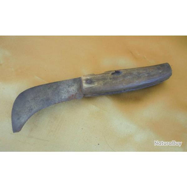 ancien Couteau Serpette Manche Corne (bovin) LA MAISON