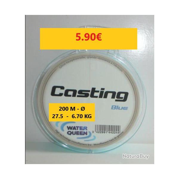 BOBINE DE FIL Nylon WATER QUEEN CASTING BLUE   200 M - � 27.5  -  6.70 KG
