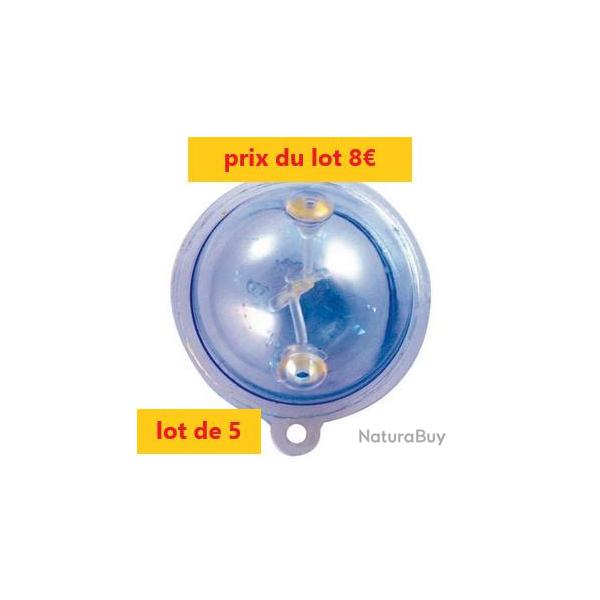 LOT DE 5 FLOTTEURS AUTAIN Buldo Spherique  translucide 4 de � 40  15 GR et 1 de � 30  8gr