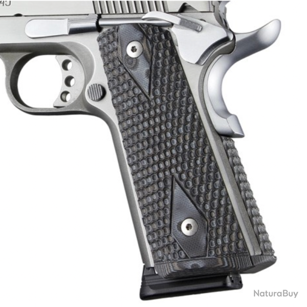 PLAQUETTES QUADRILLAGE DIAMANT G10 PIRANHA- COLT 1911 GOVERNMENT - HOGUE