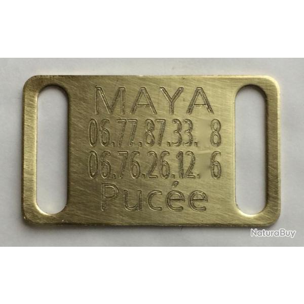 PLAQUE M�daille grav�e laiton collier Chien harnais gravure offerte gm