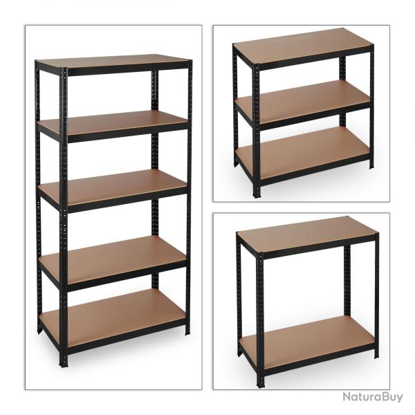 �tag�re charge lourde meuble de rangement � clip cave charge garage 180 cm acier MDF noir 13_0001062