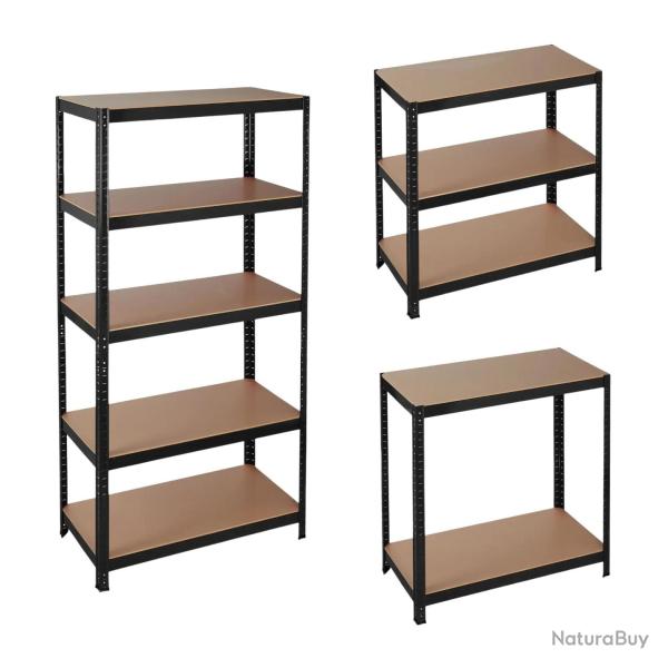 �tag�re charge lourde meuble de rangement � clip cave charge garage 180 cm acier MDF noir 13_0001062