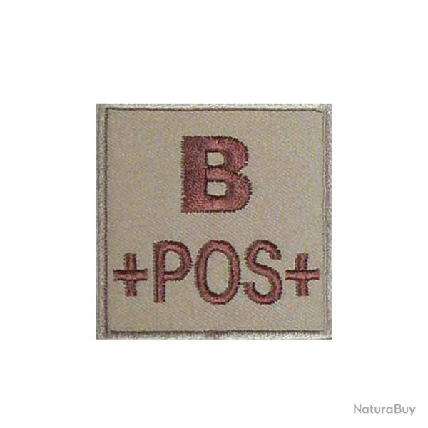 Groupe sanguin B positif brod sur tissu tan