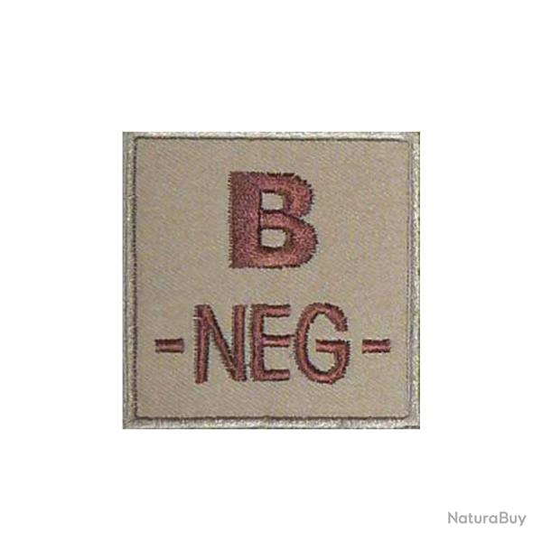 Groupe sanguin B n�gatif brod� sur tissu tan