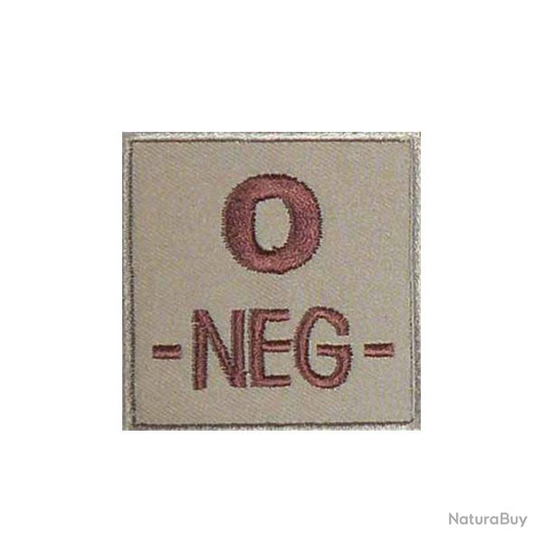 Groupe sanguin O n�gatif brod� sur tissu tan
