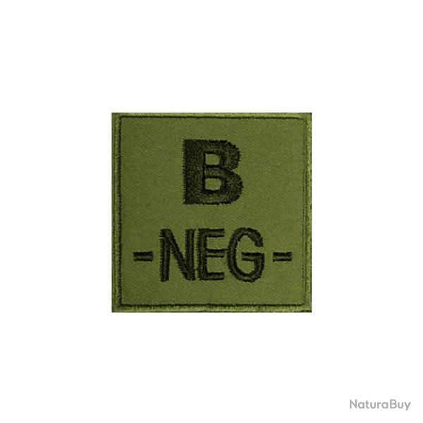 Groupe sanguin B n�gatif brod� sur tissu vert olive