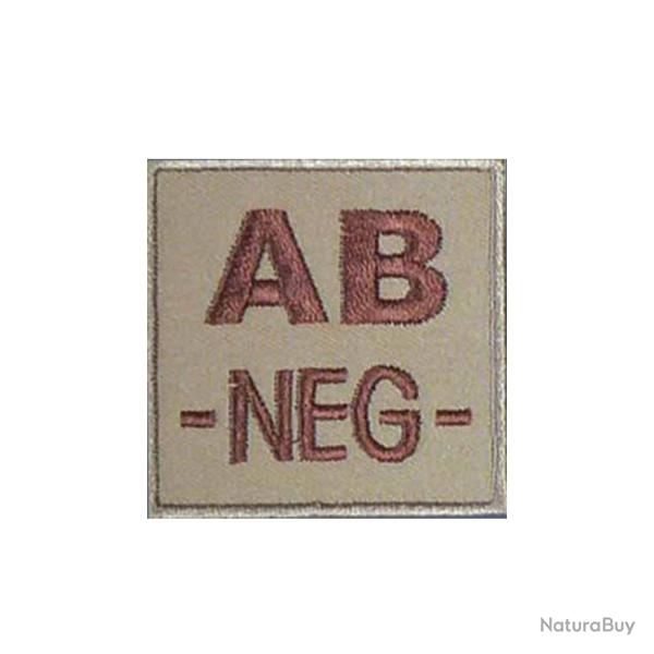 Groupe sanguin AB n�gatif brod� sur tissu tan