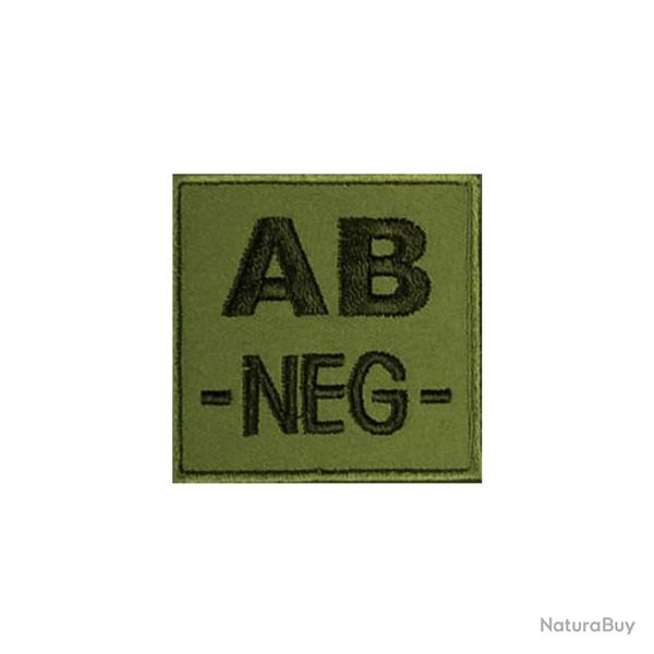 Groupe sanguin AB n�gatif brod� sur tissu vert olive