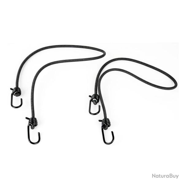 Lot de 2 sandows � 6 mm - longueur 75 cm + 2 crochets fixes noir