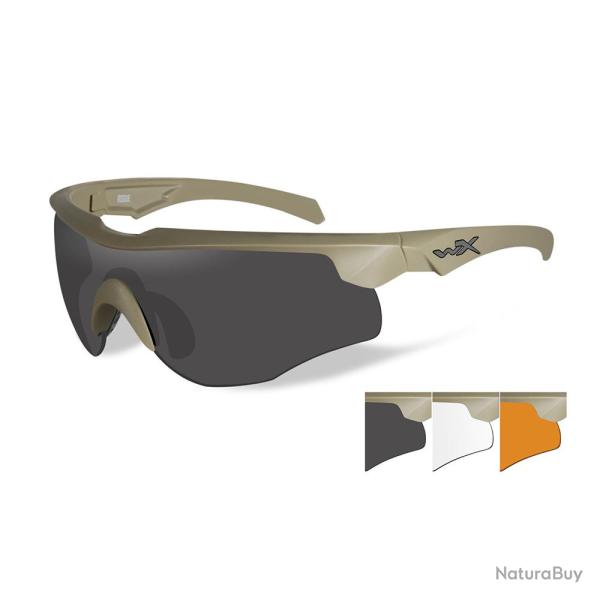 Lunettes de protection balistiques Rogue Comm tan �crans fum�/incolore/orange