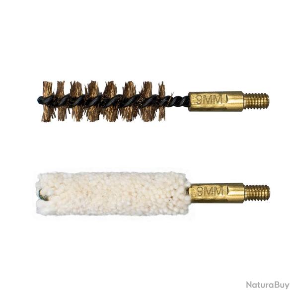 Lot de 2 brosses de nettoyage combin�es pour arme calibre .38"/9 mm