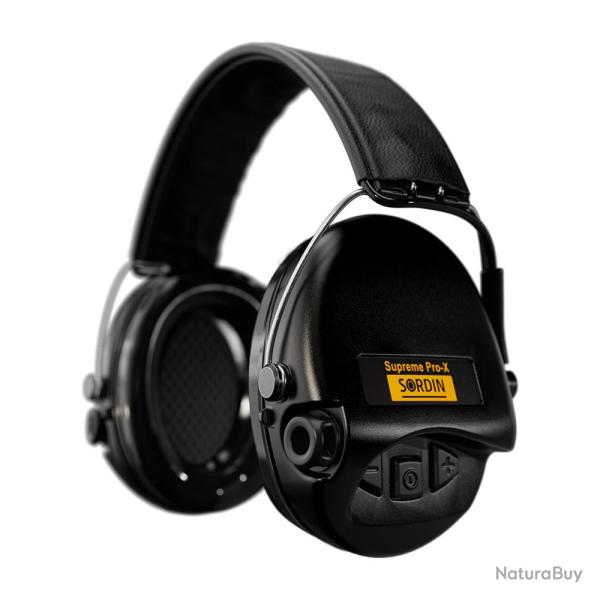 Casque anti-bruit Supr�me Pro-X serre-t�te cuir noir coussinets mousse