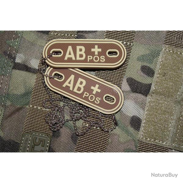 Patch AB+ tour de cou 70 X 25 mm Gomme 3D oryx