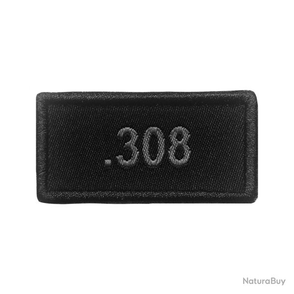 Patch calibre .308 brod gris sur tissu noir