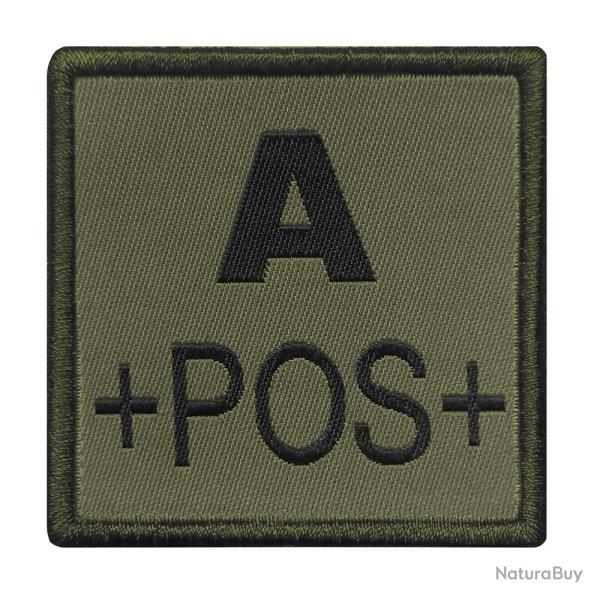 Groupe sanguin A positif brod sur tissu vert olive