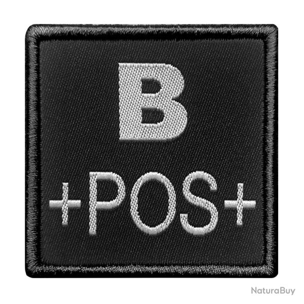 Groupe sanguin B positif brod sur tissu noir