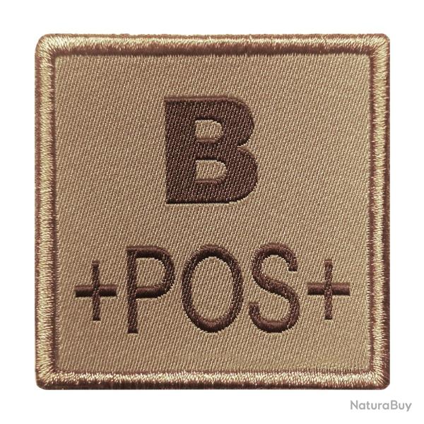 Groupe sanguin B positif brod sur tissu tan