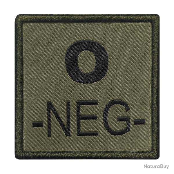 Groupe sanguin O ngatif brod sur tissu vert olive