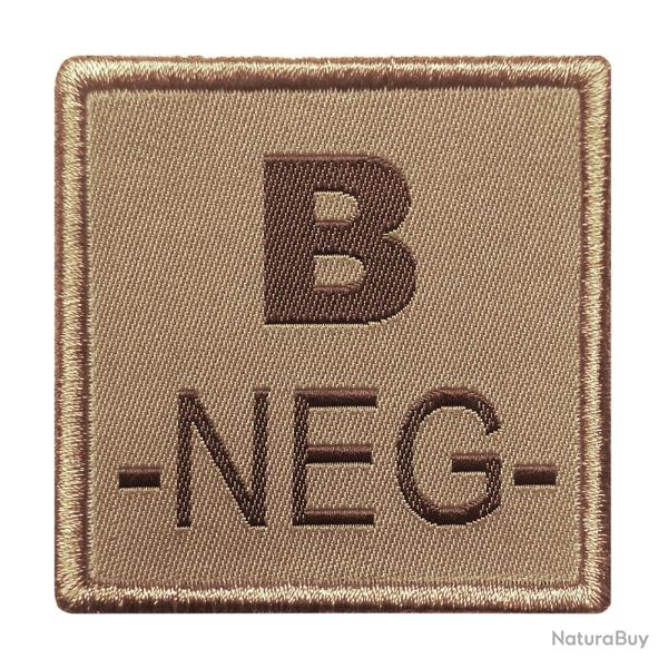 Groupe sanguin B n�gatif brod� sur tissu tan