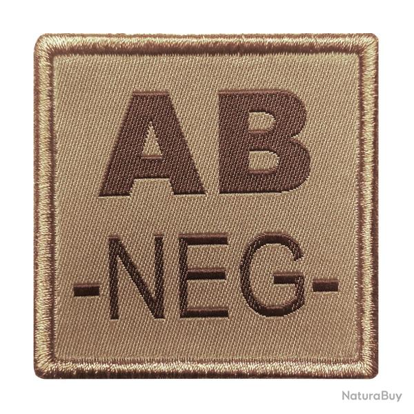 Groupe sanguin AB n�gatif brod� sur tissu tan