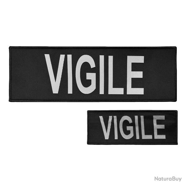 Lot dossard + bande poitrine fond noir lettres grises VIGILE