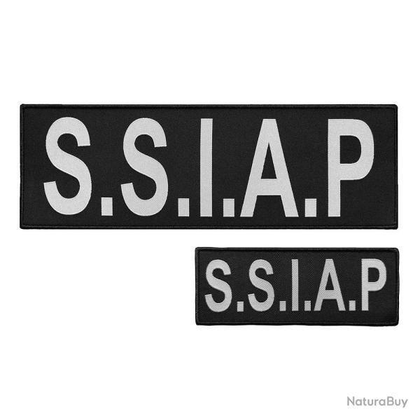 Lot dossard + bande poitrine fond noir lettres grises S.S.I.A.P