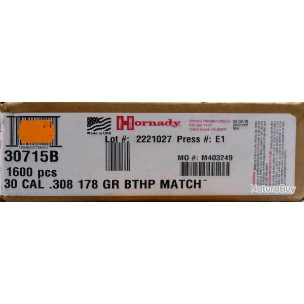 OGIVES HORNADY 308-178GRS HBT MATCH X100
