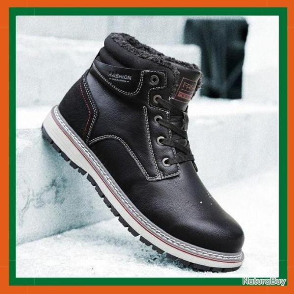 Chaussure de marche - Chaussure rembourre - Simili cuir - Noir - Livraison gratuite