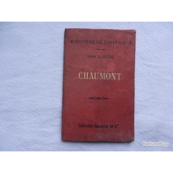 ancienne carte  g�ographique de Chaumont -  minist�re de l'int�rieur carte � 1/1000 000 - 1890