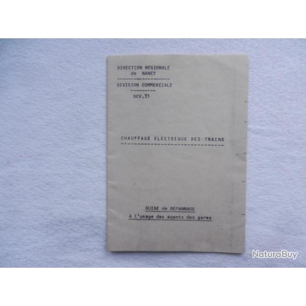 sncf Nancy-ancien guide de d�pannage � l'usage des agents des gares-chauffage �lectrique des trains