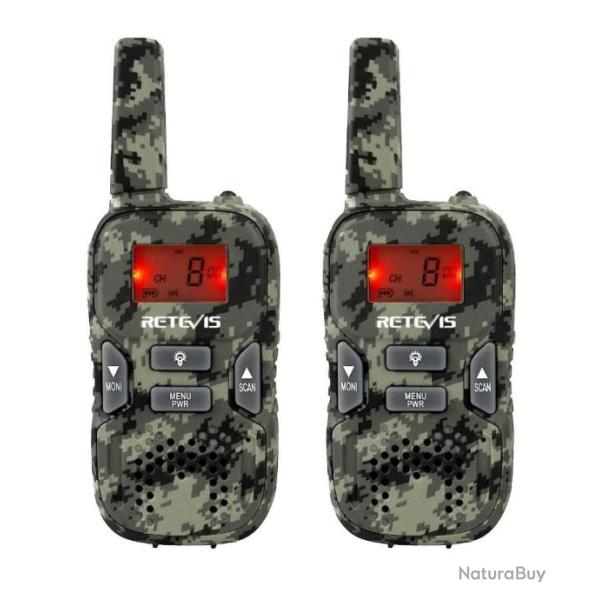 Talkie Walkie Enfant 6-12 Ans 2 Pcs 8 Canaux VOX LED Lampe de Poche Jouet Jeu Aventure Extrieur